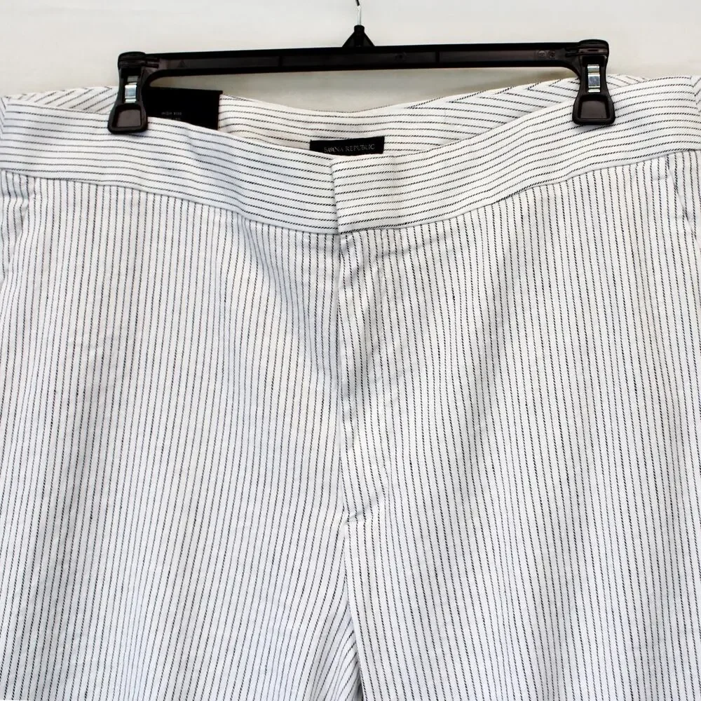 Banana Republic Washable Stretch linen striped wide leg crop pants 20 S
